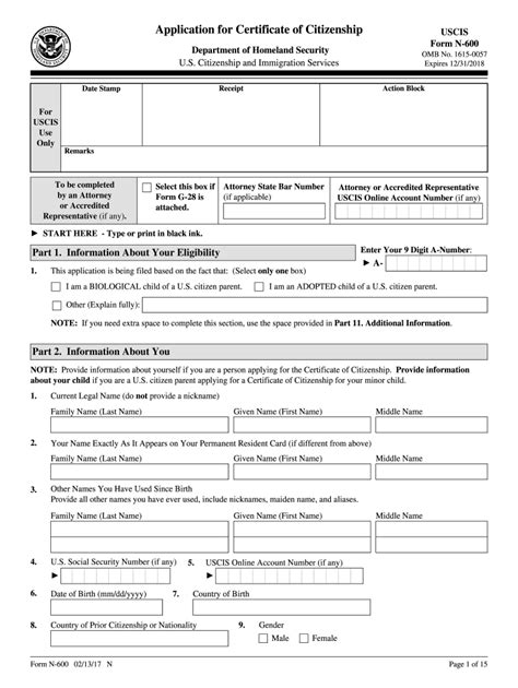 Blank Form N600 Citizenship Fill Out And Print Pdfs