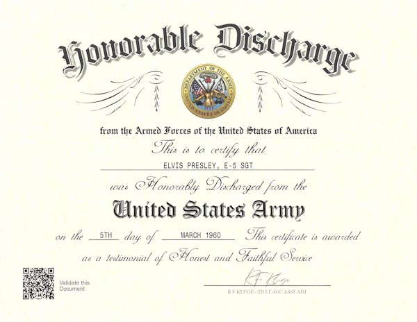 Blank Honorable Discharge Certificate