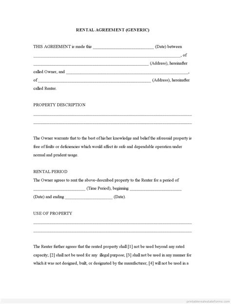 Blank Lease Agreement Template Business