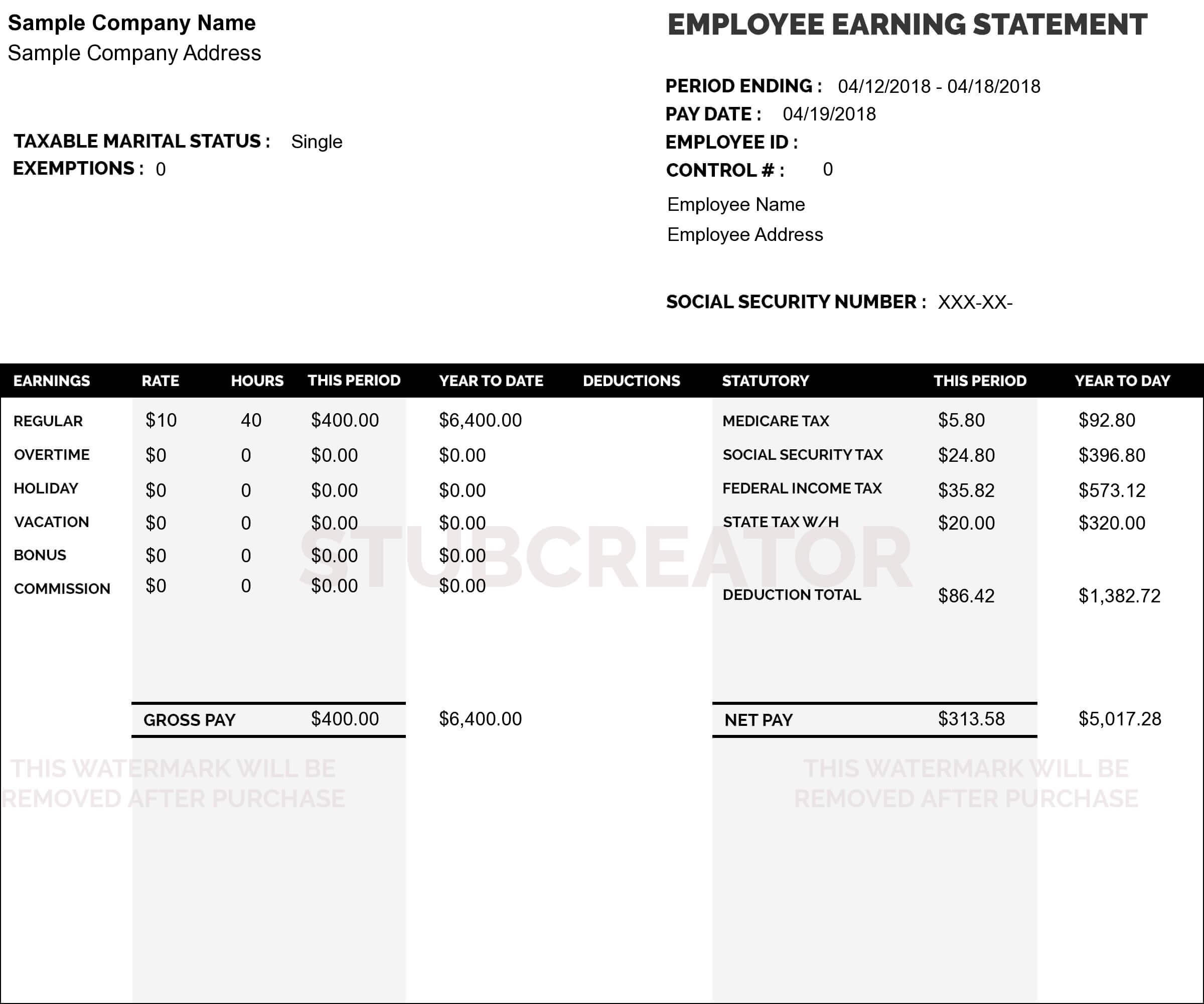 Blank Pay Stubs Template Tisnyi Com