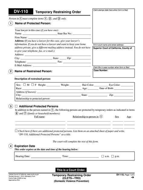 Blank Restraining Order Form 2020 2022 Fill And Sign Printable