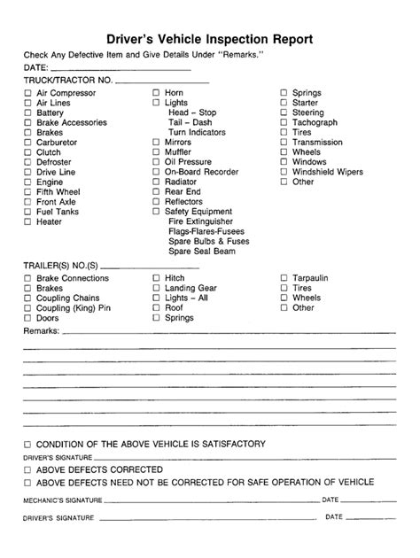 Blank Vehicle Inspection Forms