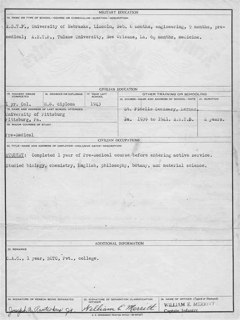 Blast From The Past Rauterkus History Joe S Arm Discharge Papers