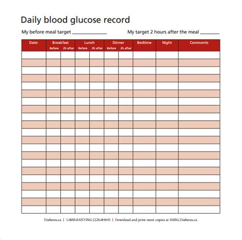 Blood Glucose Chart 6 Free Templates In Pdf Word Excel Download