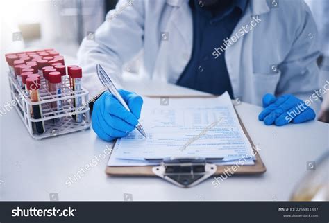 Blood Test Science Documents Hands Laboratory Stock Photo 2266911837 Shutterstock