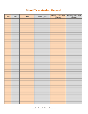 Blood Transfusion Record Printable Pdf Download