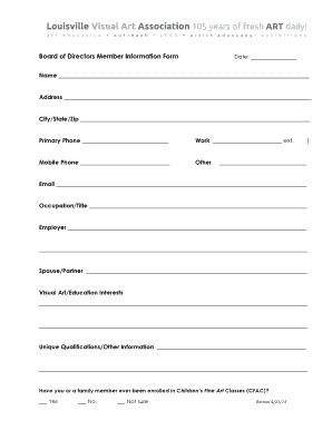 Board Member Information Sheet Fill Online Printable Fillable