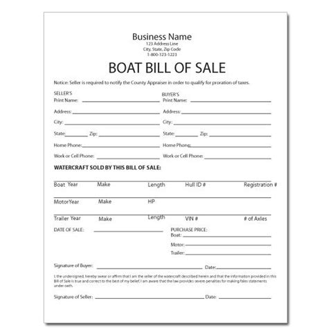 Boat Bill Of Sale Receipt Designsnprint