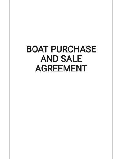 Boat Purchasesale Agreement 3 Examples Format Pdf