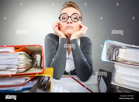 Bored Office Employee At Work Stock Photo Image Of Woman Desk 84970678