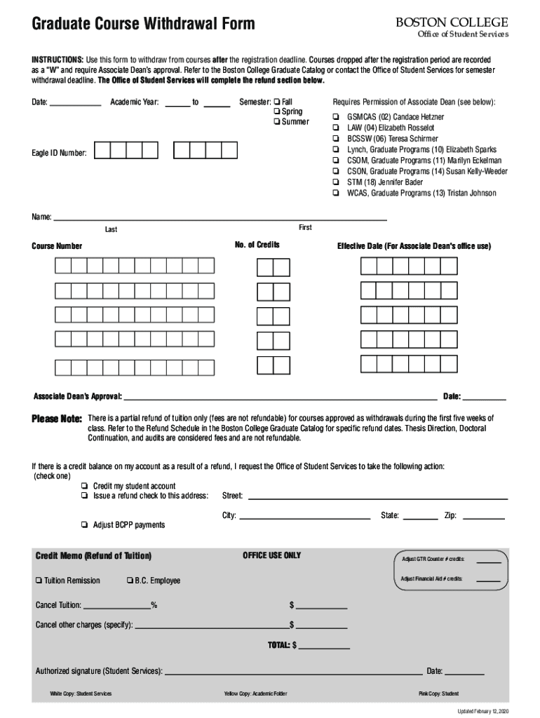 Boston College Withdrawal Form Complete With Ease Airslate Signnow