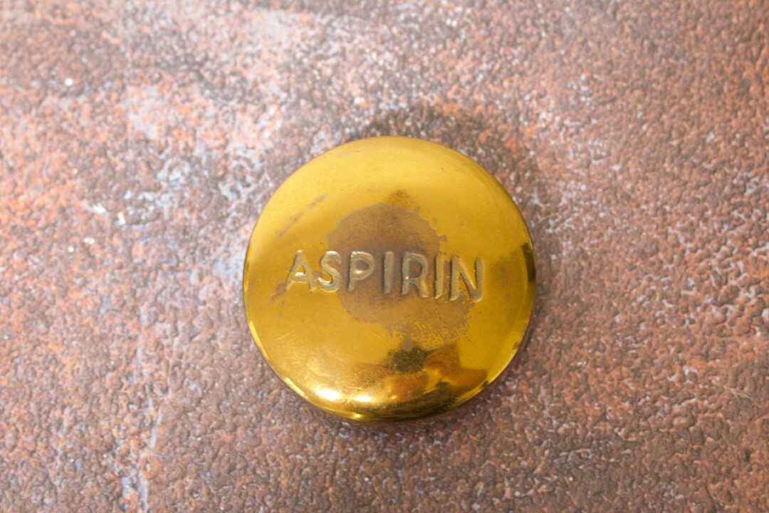 Brass Aspirin Paperweight Pop Art A Amp M Leatherlines New York Etsy