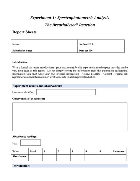 Breathalyzer Template 123L W21 Experiment 1 Spectrophotometric