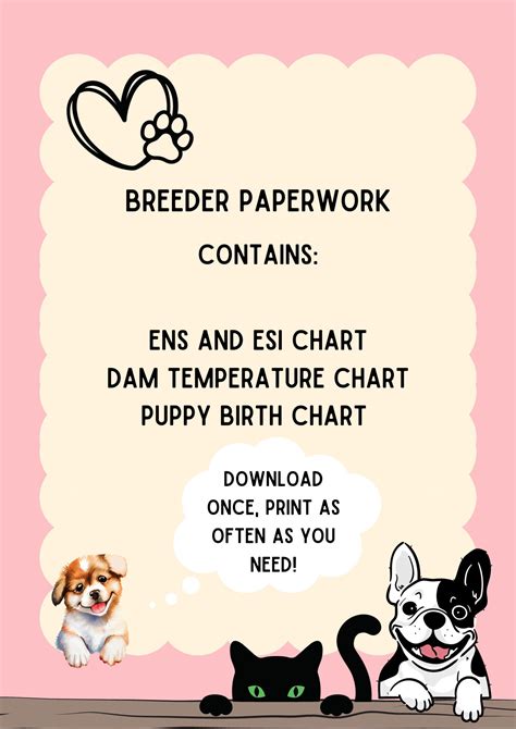 Breeder Forms Ens And Esi Chart Dam Temperature Chart And Etsy