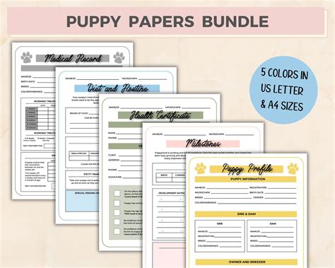 Breeder Puppy Pack Puppy Records Bundle Dog Breeder A4 Us Letter