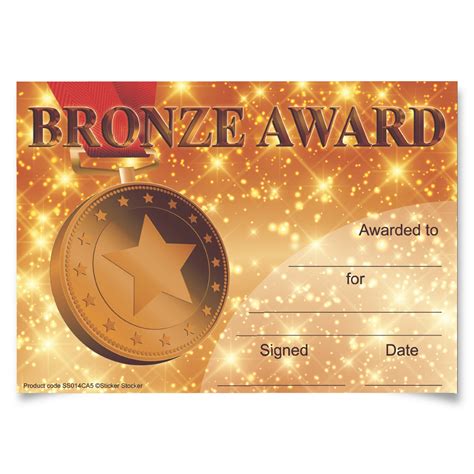 Bronze Award Certificates Stickers For Teachers