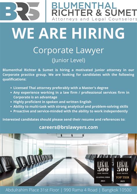 Brs Hiring Corporate Lawyer Brs Lawyers