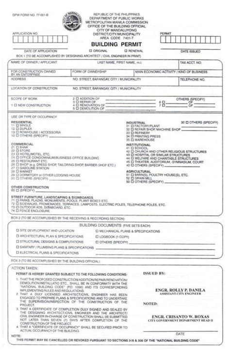 Building Permit Application Form In Mandaluyong City What Does It Look