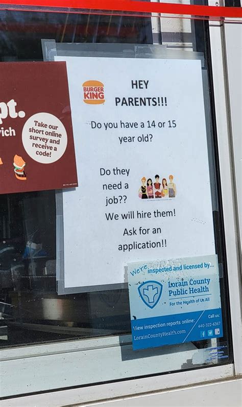 Burger King Posted A Sign About Hiring 14 And 15 Year Olds And People Are Outraged