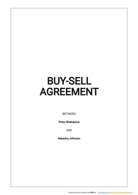 Business Buy Sell Agreement Template Google Docs Word Apple Pages