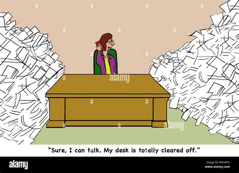 Business Cartoon About Avoiding Paperwork Stock Photo Alamy