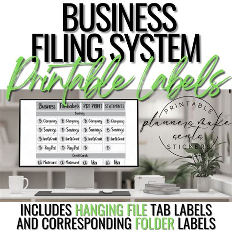 Business Filing System Printable Labels Business Paperwork Printable