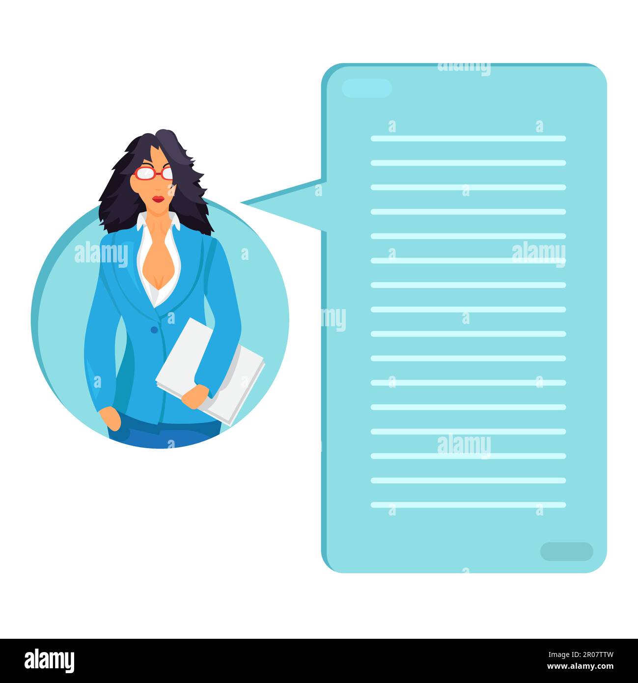 Business Lady With Documents Office Dress Code Thinking List