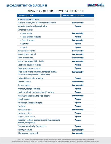 Business Records Retention Download The Free Guide