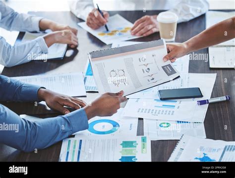 Business Teamwork Hands Paperwork Graphs And Planning Annual Report