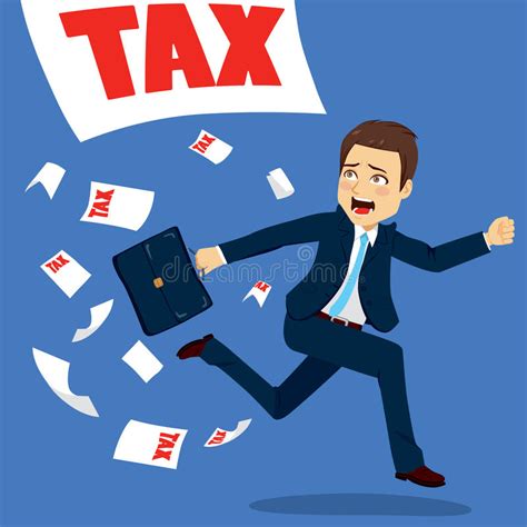 Businessman Running Of Tax Papers Stock Vector Illustration Of Professional Away 76783350