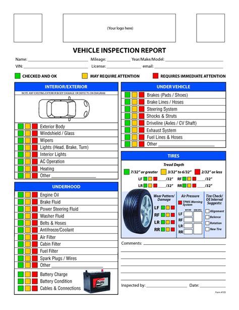 Buy Vehicle Inspection Form 100 Sheets 8 5 X 11 Inchs Repair