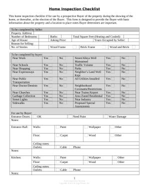 Buyer S Home Inspection Checklist Illinois Doc Template Pdffiller