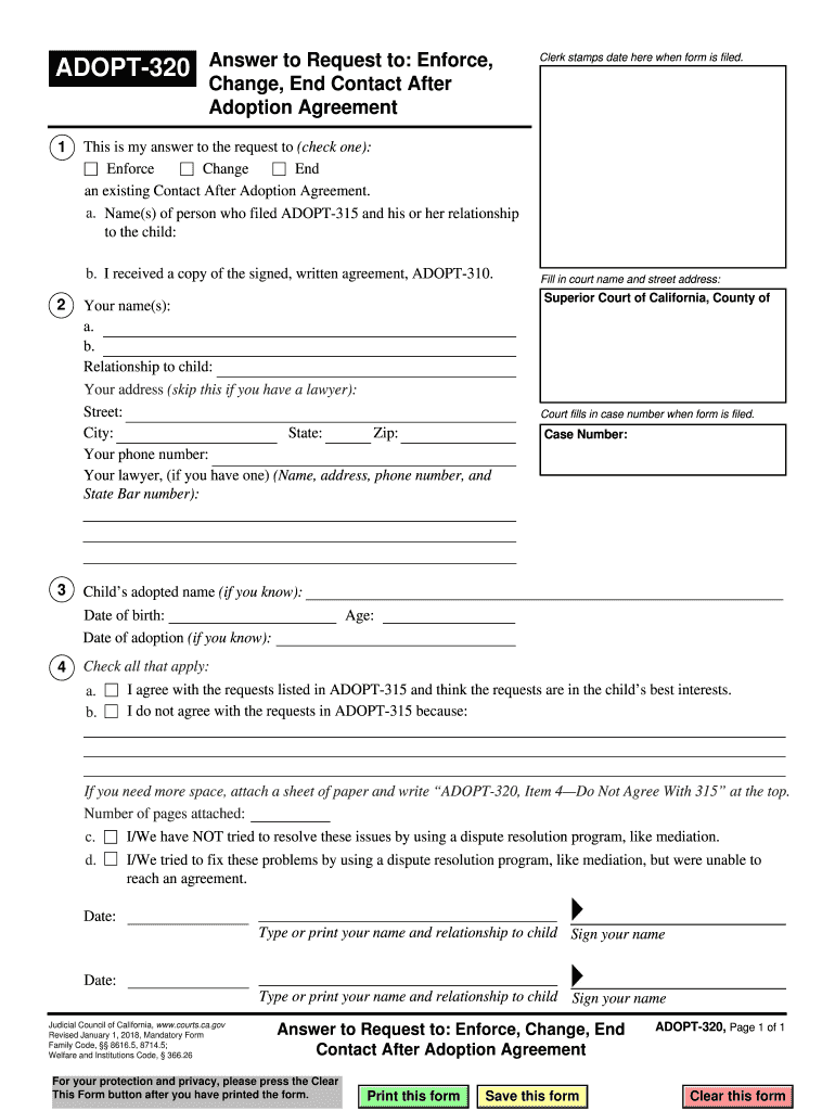 Ca Adopt 320 2018 2022 Complete Legal Document Online Us Legal Forms