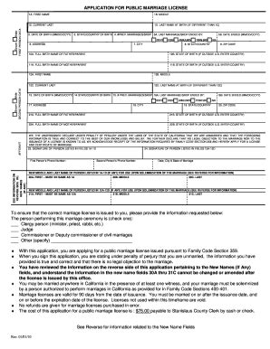 Ca Application For Public Marriage License 2010 Complete Legal