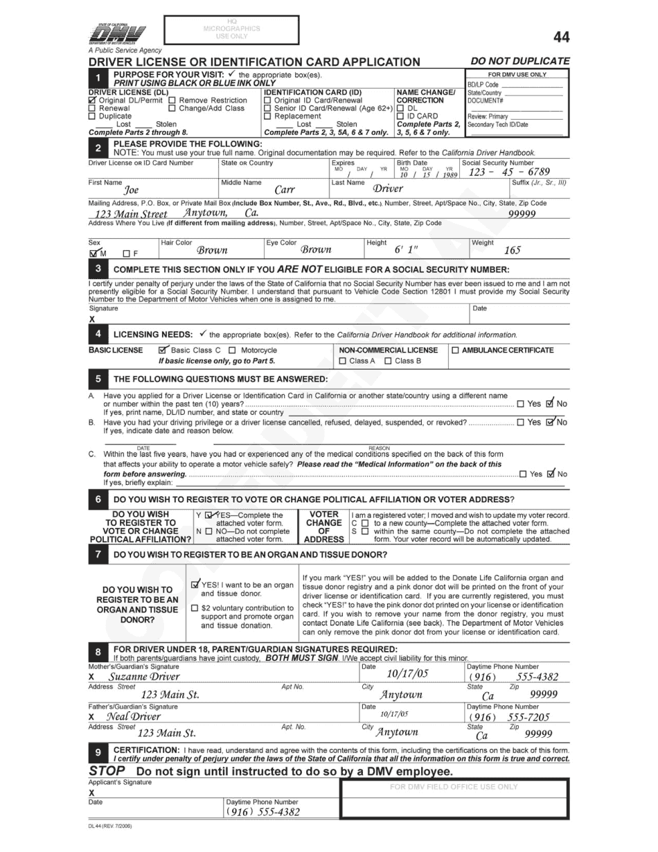 Ca Dmv Dl 44 2006 2021 Fill And Sign Printable Template Online Us