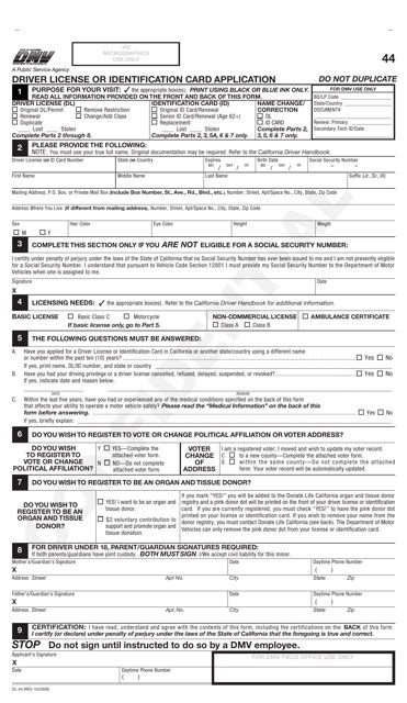 Ca Dmv Form Dl 44 Fill Out Printable Pdf Forms Online