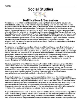 Ca Hss 8 10 3 Nullification Secession Assignment Word By Academic Links