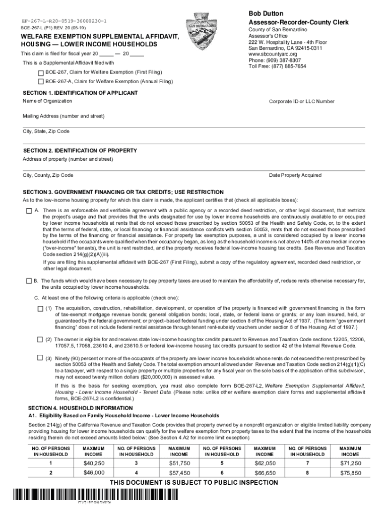 Ca San Bernardino Boe 267 L 2020 2022 Fill Out Tax Template Online