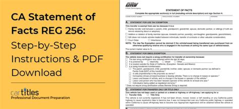 Ca Statement Of Facts Reg 256 Step By Step Instructions Pdf Download Cartitles Com