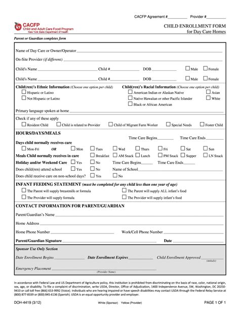 Cacfp Enrollment Form Fill Online Printable Fillable Blank Pdffiller