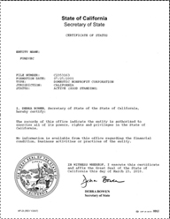 California Certificate Of Good Standing Certificate Of Status