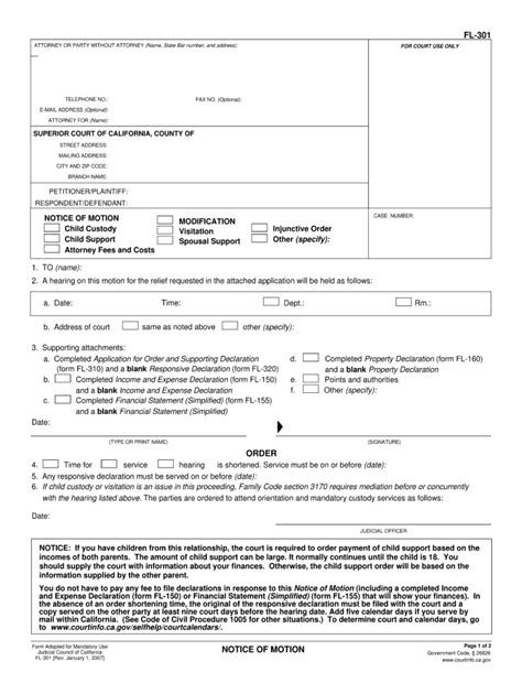 California Court Motion Fill Online Printable Fillable Blank