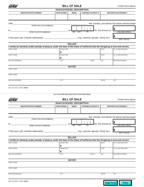 California Dmv Bill Of Sale