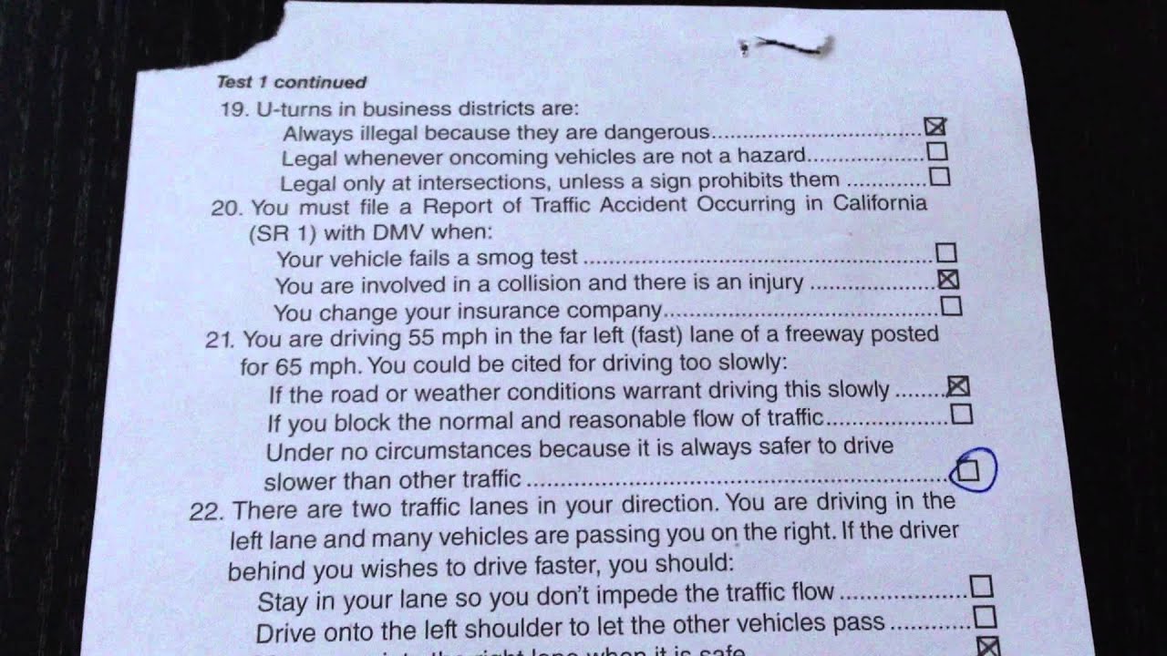 California Dmv Test Papers