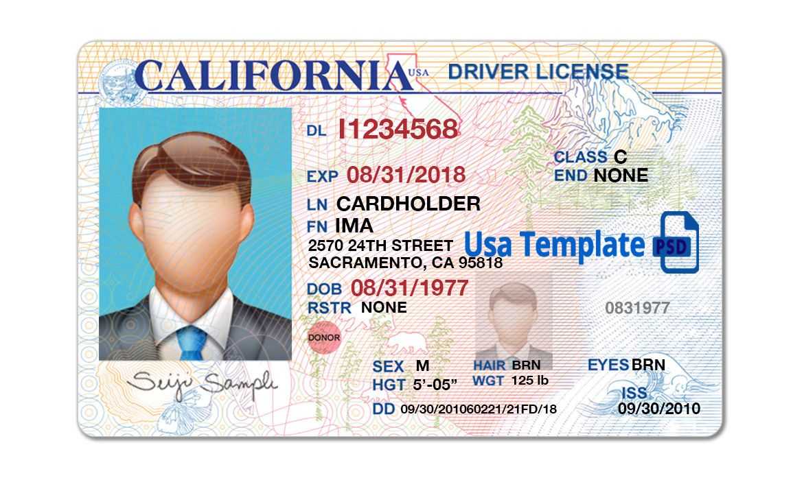 California Drivers License Template New V2 Blank Psd