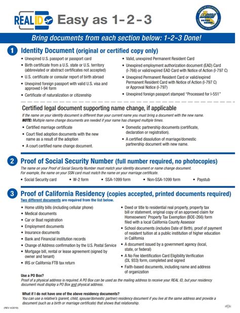 California Real Id Checklist California Dmv Real Id Checklist