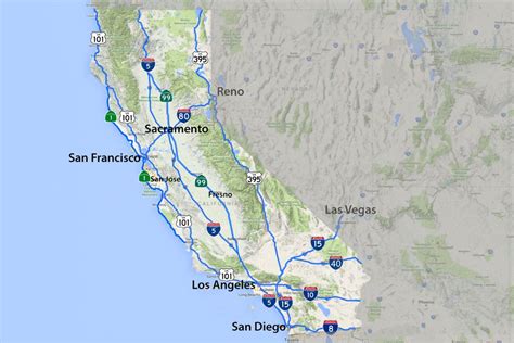 California Road Map Highways And Major Routes