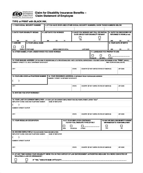 California State Disability Forms Printable Tutore Org Master Of