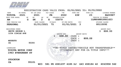 California Vehicle Registration Template