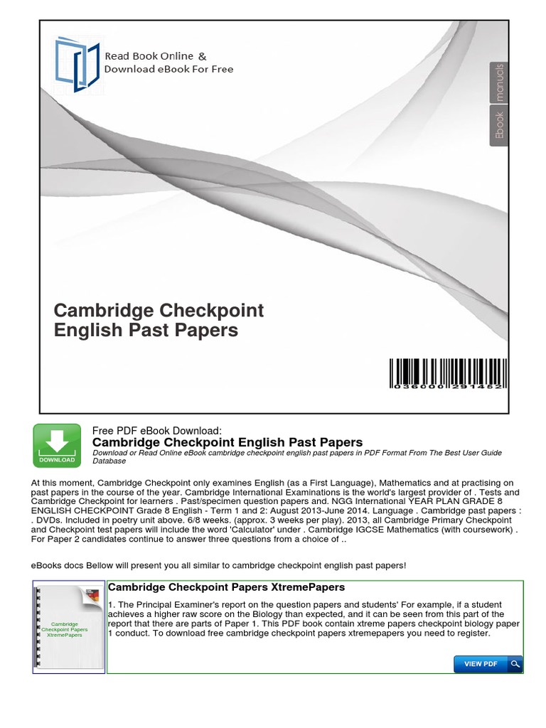 Cambridge Checkpoint English Past Papers Test Assessment Educational Assessment And Evaluation